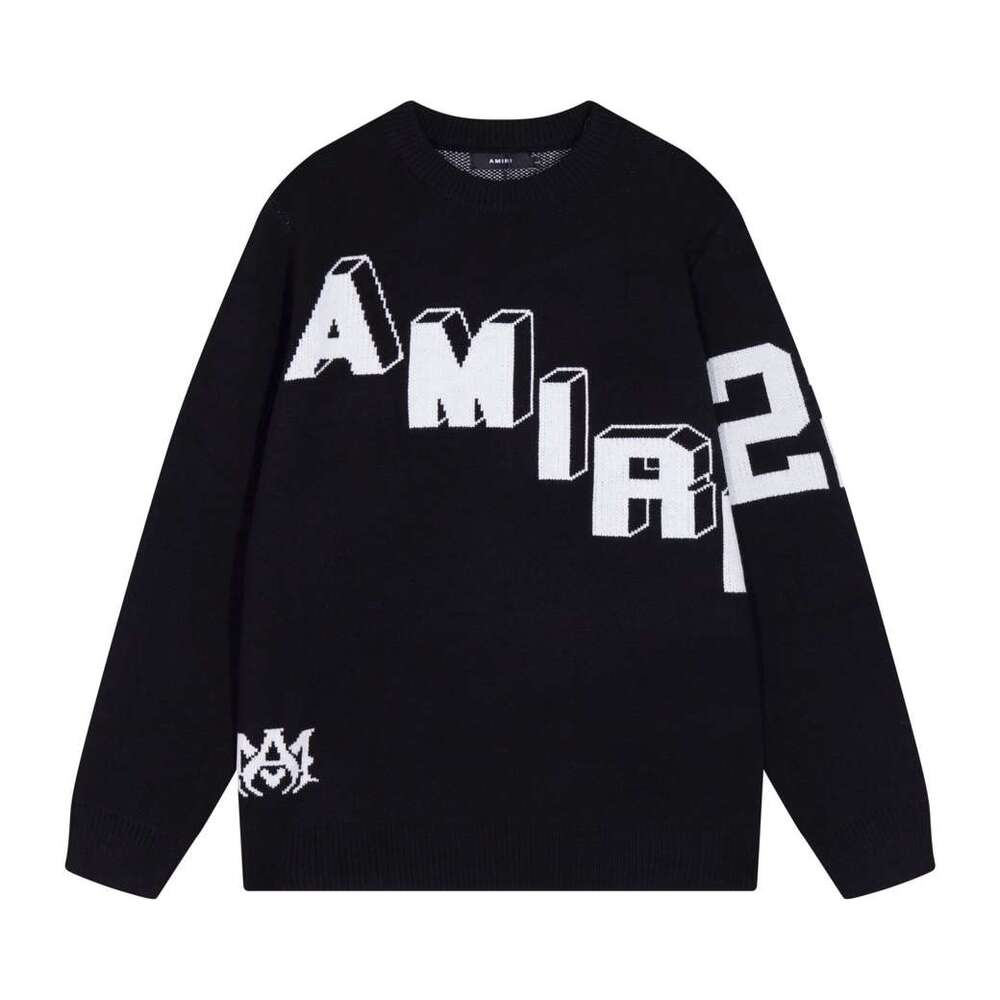 Amiri Black Oversized 22 Logo Long Sleeve Knit Pullover